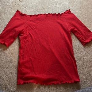 Red off-shoulder top